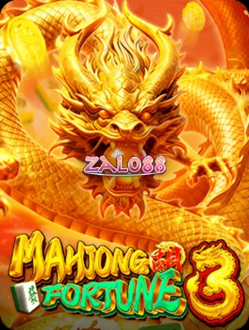 Tampilan visual slot Mahjong Fortune 3 dengan tema naga emas dan ubin Mahjong