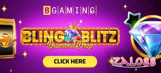 Tampilan visual slot Bling Blitz Diamond Drop dengan elemen berlian dan koin